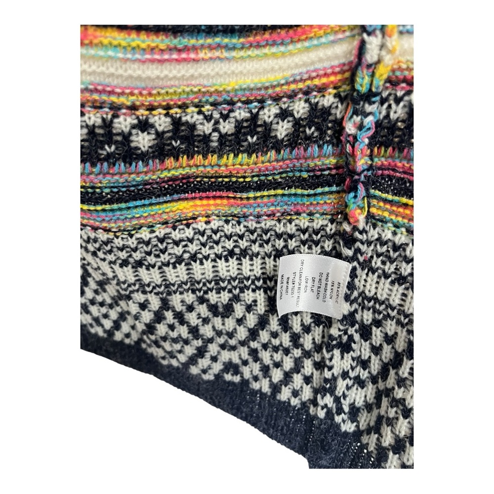 Monteau Women’s Fair Isle Cardigan Open Front Hooded Rainbow Large - Picture 3 of 12
